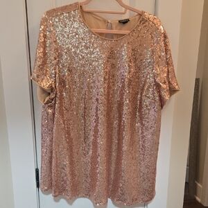 Torrid Rose Gold Sequin Short Sleeve Top